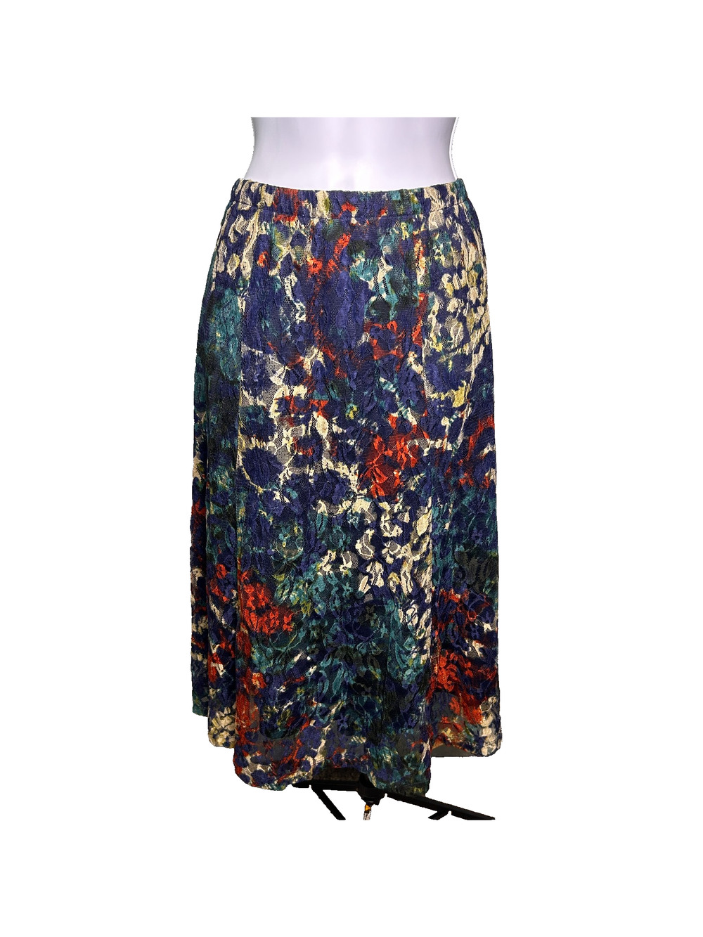 Christopher & Banks Lace Lined Midi Skirt Womens Small Colorful Boho Maximalist